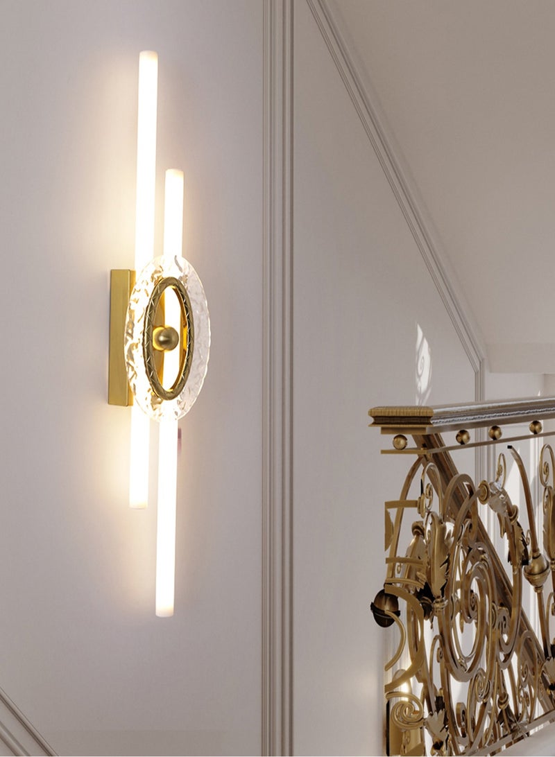 LOOPITYS LED wall light (100CM, gold, 3000K warm light), modern living room wall light with transparent glass lampshade in Arabic style, long bedroom wall hanging light, corridor wall light decoration - Image 1