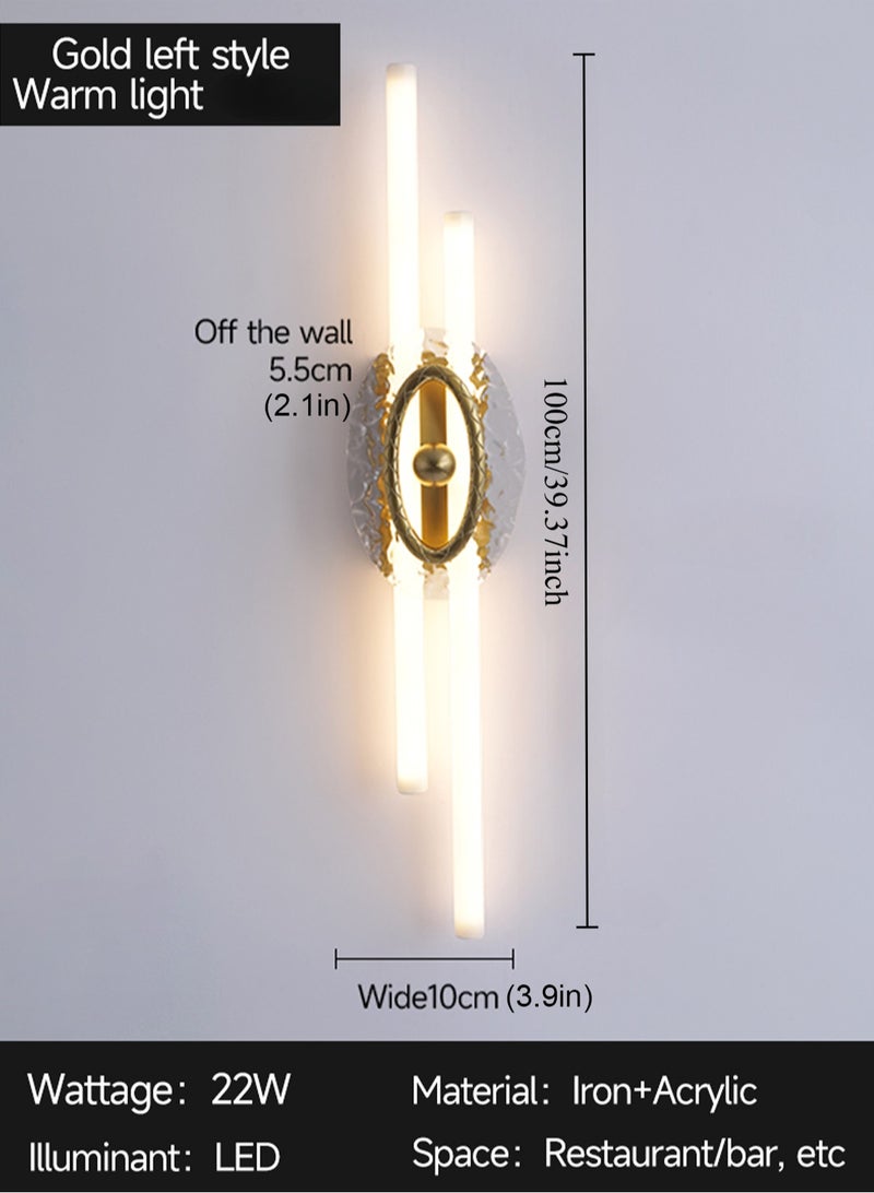LOOPITYS LED wall light (100CM, gold, 3000K warm light), modern living room wall light with transparent glass lampshade in Arabic style, long bedroom wall hanging light, corridor wall light decoration - Image 5
