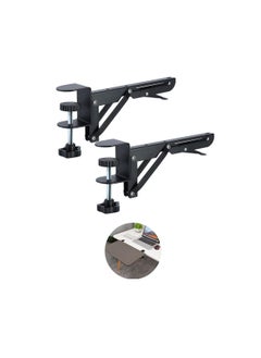 Desk Extender Clamp, for DIY Custom Wooden Desk Extender Board (Board Not Included), Punch-Free Computer Keyboard Tray Clamp for Home or Office, Desk Extender, Foldable Keyboard Tray(Black)