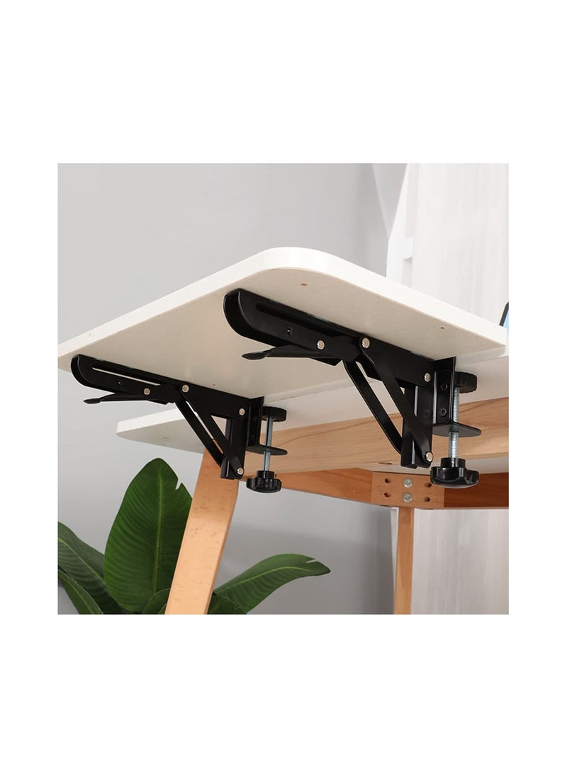 SYOSI - Desk Extender Clamp, for DIY Custom Wooden Desk Extender Board (Board Not Included), Punch-Free Computer Keyboard Tray Clamp for Home or Office, Desk Extender, Foldable Keyboard Tray(Black) - Image 1