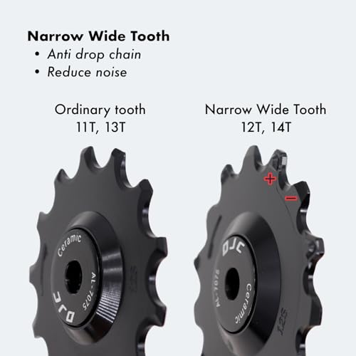 DJC Components DJC 12s Bike Ceramic Bearing Pulley Wheel 2pcs Tension for Rival Force AXS eTap T-Type Di2 11T 12T 13T 14T MTB Road Bike Rear Derailleur for Shimano for Sram(red 12T and 14T) - Image 5