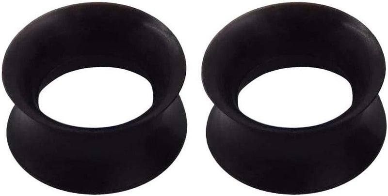 Qmcandy 1/2/9 Pairs Black Thin Silicone Flexible Ear Skin Hollow Tunnels Plugs Piercing 8g-1 inch - Image 2