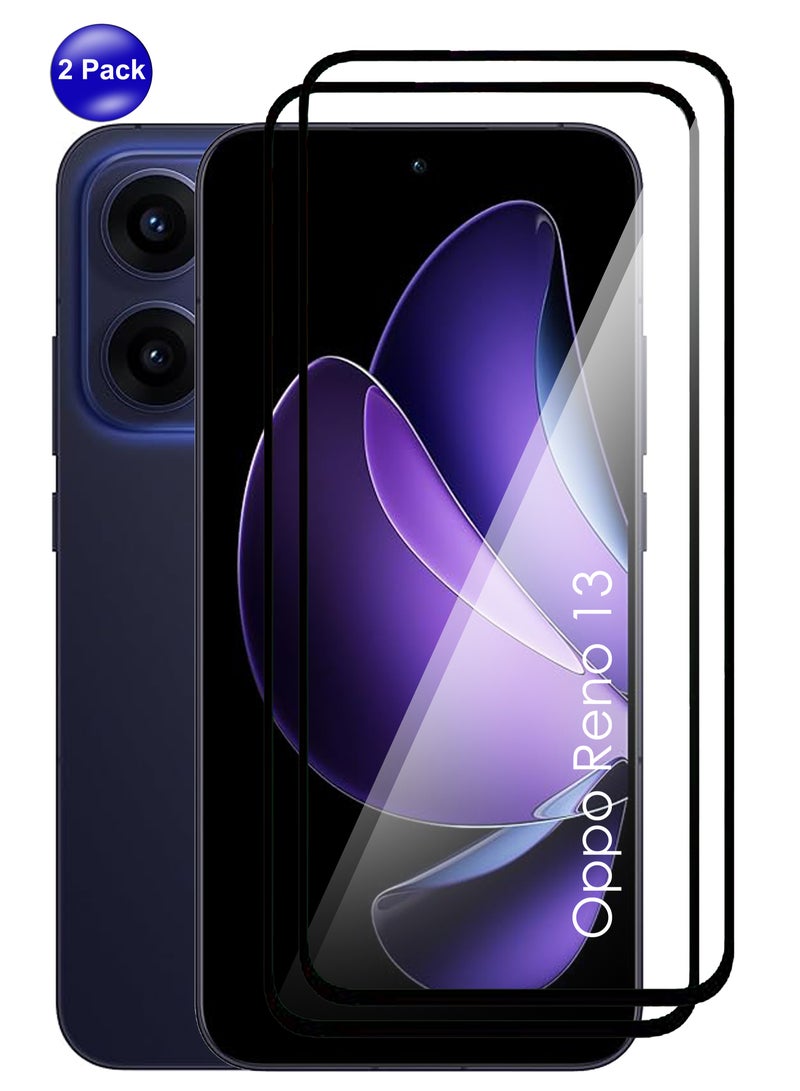 For Oppo Reno 13 - 2 Pack Tempered Glass Screen Protector - Delicate Touch , Higher Transparency , Easy to Install ,Anti-scratch and Bubble-free Screen Protector - Black  - Image 1