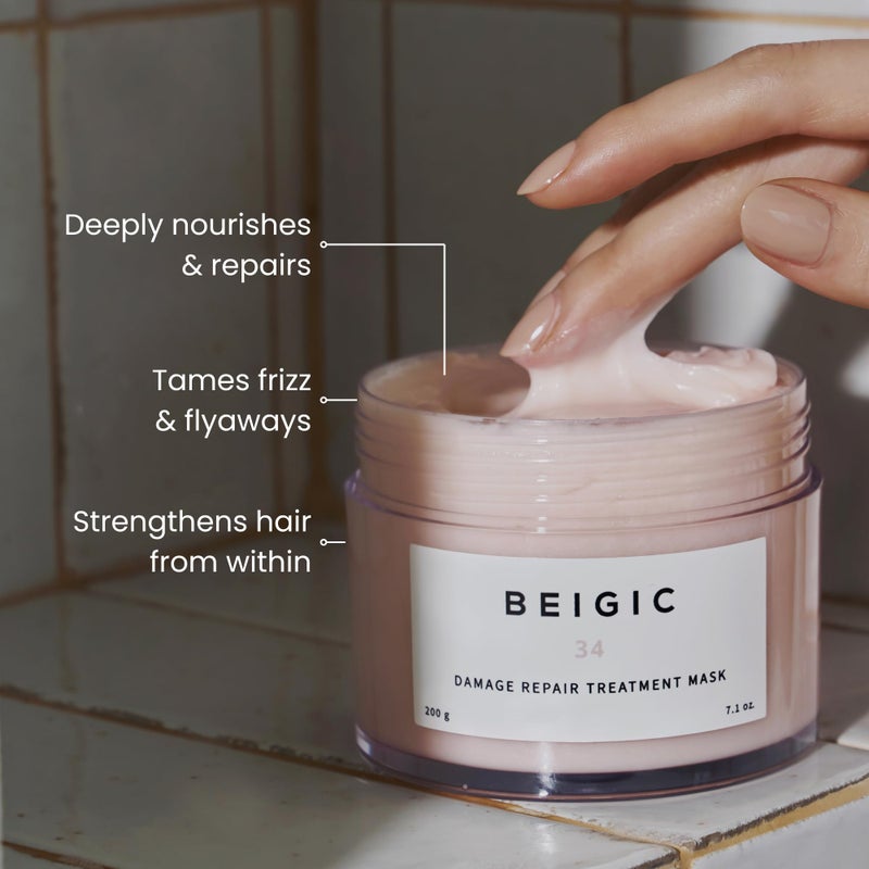 BEIGIC Damage Repair Treatment Mask - Vegan Silicone-free Deep Conditioning Hair Mask with Argan Oil & Vitamin E for Dry, Damaged, Thinning, Frizzy Hair (10.06 fl oz) - Image 2