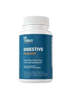 Dr. Tobias Digestive Enzymes with Amylase, Bromelain, Lipase, Lactase, Protease, Papain & More, Digestion Supplement with 18 Enzymes for Digestion and Gut Health, 30 Capsules, 15 Servings  - Image 1