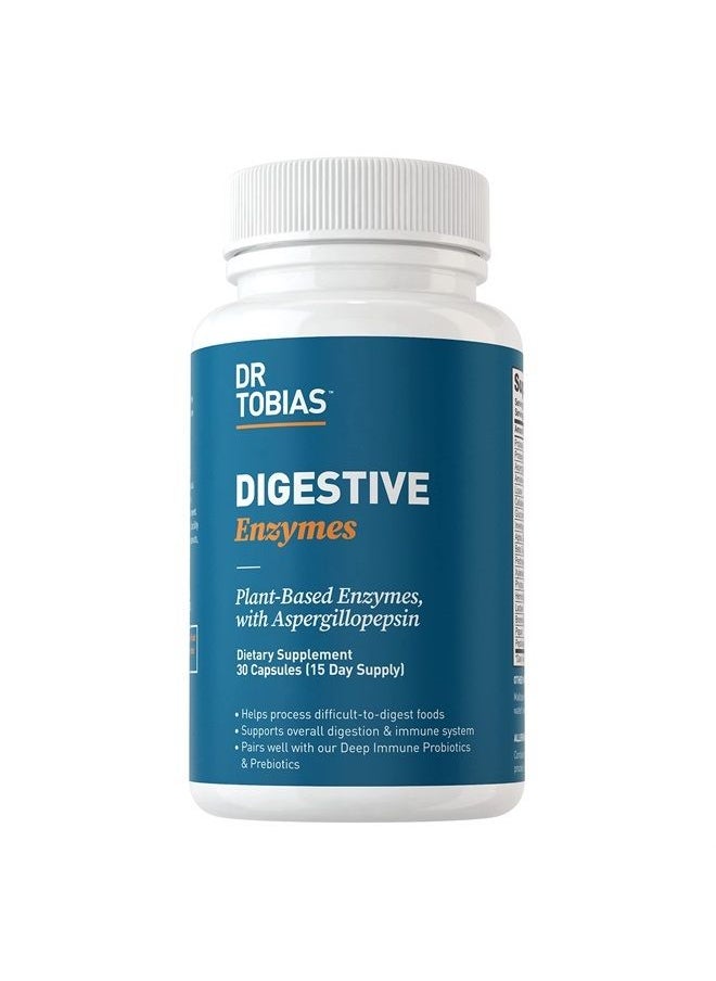 Dr. Tobias - Digestive Enzymes with Amylase, Bromelain, Lipase, Lactase, Protease, Papain & More, Digestion Supplement with 18 Enzymes for Digestion and Gut Health, 30 Capsules, 15 Servings - Image 1