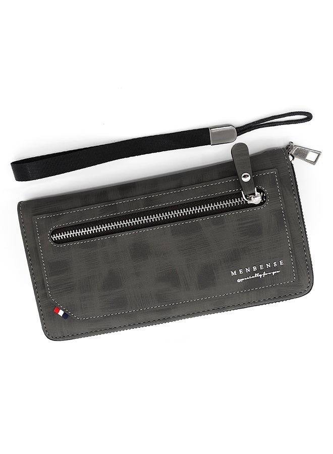 MenBense Stylish Large Capacity Men's Long Wallet Clutch Zipper Bag with Strap for Business and Casual Use - Image 2