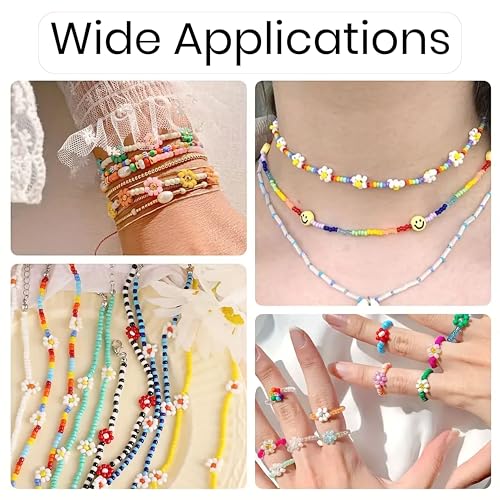 INDIKONB 15 Multicolor Shiny Opaque Luster Glass Seed Beads Kit with Nylon Thread | 3mm Small Beads for Jewellery Making, Beading, Embroidery, Art & Craft (Size 8/0) - Image 3