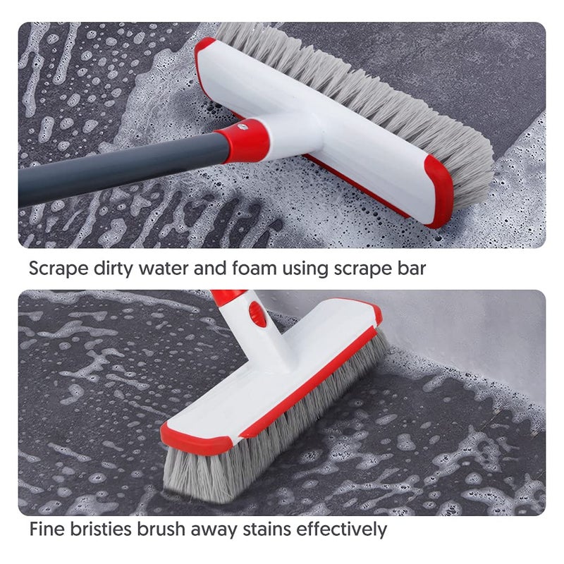 ILAVCOOL Floor Scrubber with Long Handle, 2 in 1 Scrubbing Brush Stiff Bristle Shower Cleaning Brush for Bathroom, Kitchen, Tub, Carpet, Grout, Tile(White) - Image 2