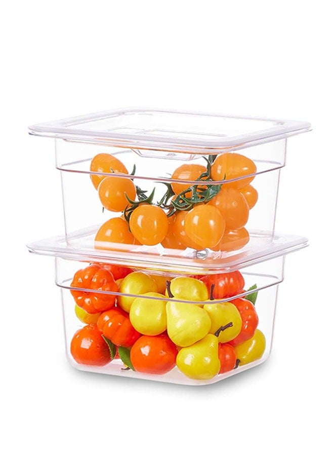 Mmmon 1/6 Size,4 Inch Commercial Food Pan with Lids[FoodGrade][Hot&Cold Resistant] ,2Pcs Clear Restaurant Food StorageContainers with Lids, Topping Salad Bar Container (BPA-Free) - Image 1