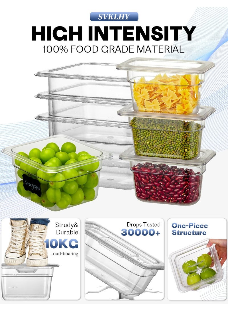 Mmmon 1/6 Size,4 Inch Commercial Food Pan with Lids[FoodGrade][Hot&Cold Resistant] ,2Pcs Clear Restaurant Food StorageContainers with Lids, Topping Salad Bar Container (BPA-Free) - Image 4