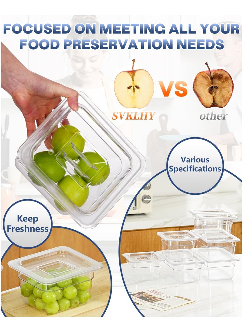 Mmmon 1/6 Size,4 Inch Commercial Food Pan with Lids[FoodGrade][Hot&Cold Resistant] ,2Pcs Clear Restaurant Food StorageContainers with Lids, Topping Salad Bar Container (BPA-Free) - Image 5