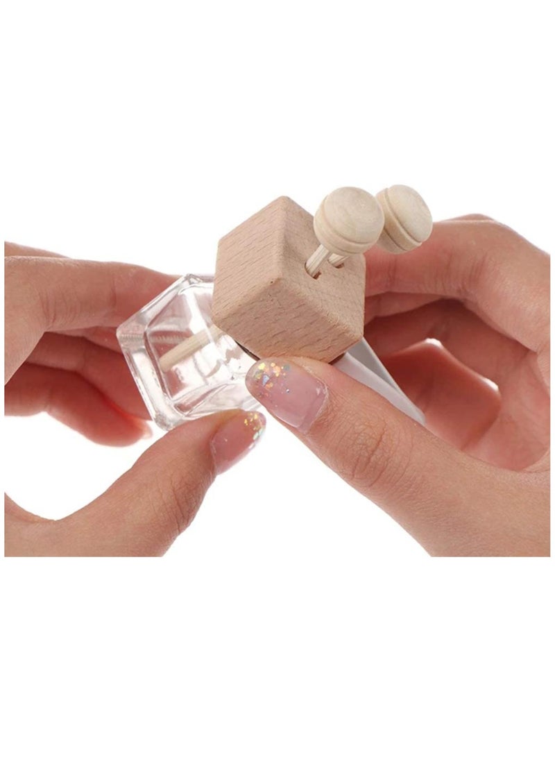 زجاجات معطرات الهواء للسيارات مع مشبك تهوية هواء، مجموعة 4 زجاجات عطر فارغة من الزجاج، موزع زيوت أساسية، مزينة لمخرج التهوية، موزع روائح آلي للسيارة - Image 5