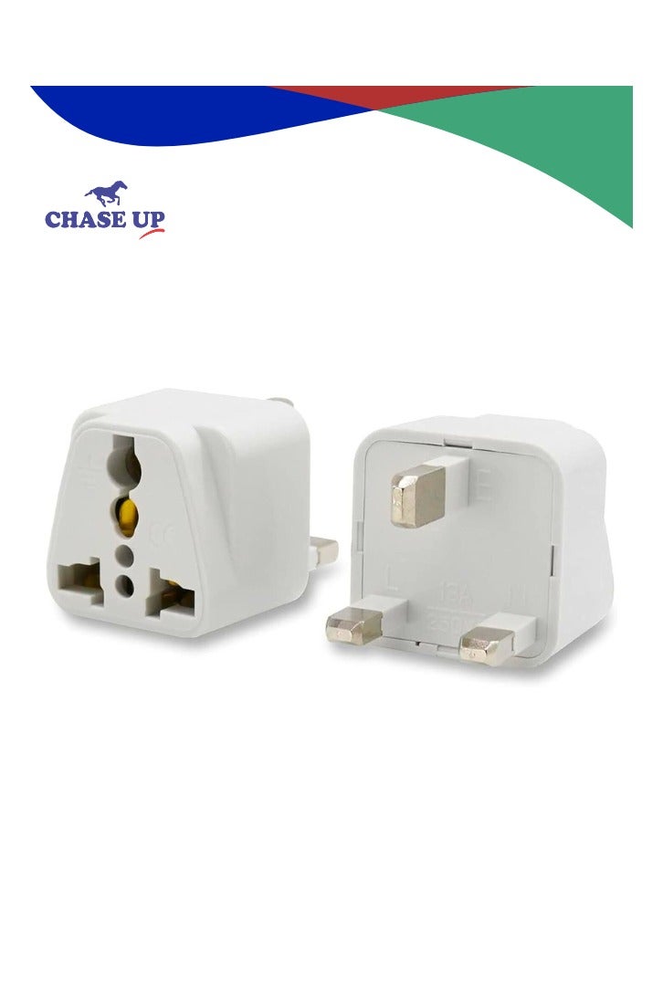 Chase Up [2-Pack] USA/Canada/EU/AU to UAE Dubai UK HK Plug Converter, 3-Pin Travel Adapter Plug, Universal Socket Travel Adaptor Converter for Business Trip Holiday Hotel Airport (White) - Image 1