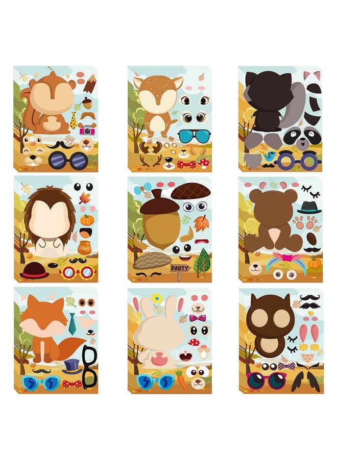 MALLMALL6 45Pcs Woodland Animals Make A Face Sticker 9 Kinds Diy Your Own Forest Stickers Autumn Dress Up Art Craft Happy Fall Mixed And Matched Party Favor Game And Birthday Decoration For Kid - Image 1