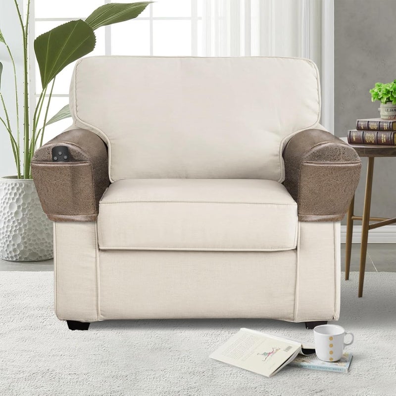 ANARACHON Leather Look Armrest Covers for Sofa Couch Arm Slipcover Set of 2 Stretch Armchair Cover with Pockets Anti Slip Furniture Protector for Sofas Chairs Recliner Washable Spandex (Large, Light Brown) - Image 2