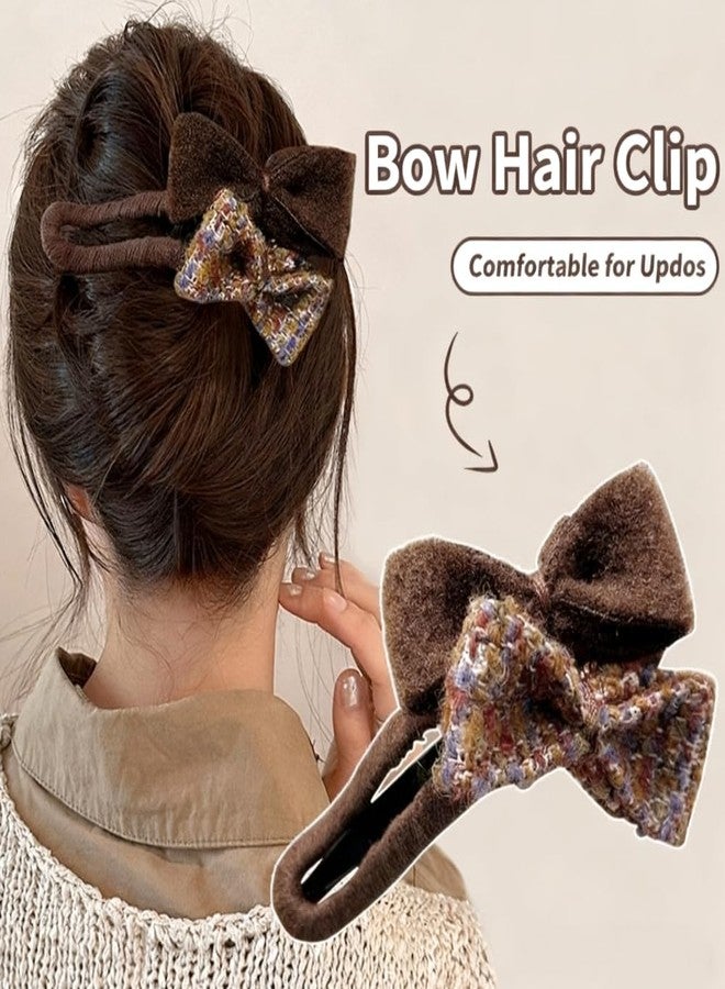Melodio Bow Duckbill Hair Clips 2-Pack - Non-Slip Secure Hold for Thick Hair, Festive Two-Tone Design Hair Accessory for Women (Brown/Orange) - Image 3