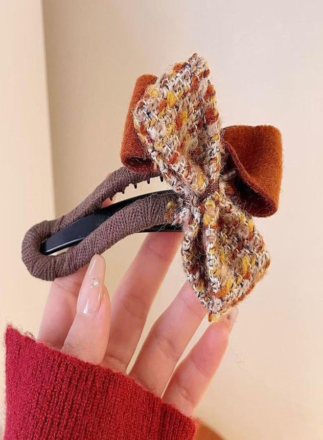 Melodio Bow Duckbill Hair Clips 2-Pack - Non-Slip Secure Hold for Thick Hair, Festive Two-Tone Design Hair Accessory for Women (Brown/Orange) - Image 5