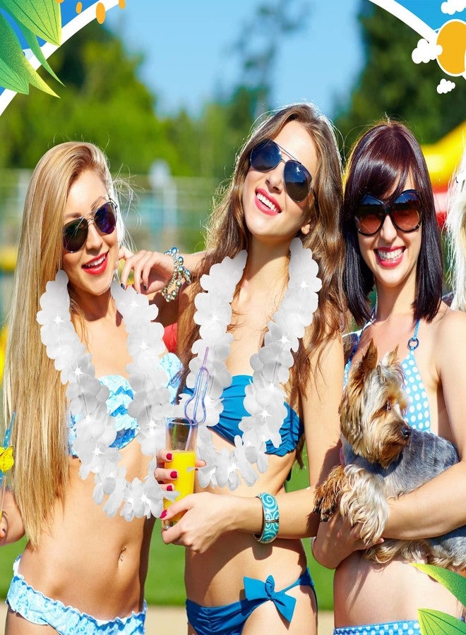 شير مجموعة شير المكونة من 24 قطعة من أكاليل الزهور البيضاء المضيئة بتقنية LED، مثالية لحفلات الزفاف والمناسبات الاستوائية، ولحفلات الشاطئ والكرنفالات وحفلات الزفاف والحفلات التنكرية. - Image 3