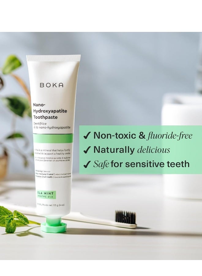 BOKA Fluoride Free Toothpaste, Nano Hydroxyapatite, for Teeth Whitening & Remineralizing, Sensitive Teeth, Dentist Recommended for Adult, Kids, Natural Peppermint Flavor Ela Mint, 4oz - Image 3