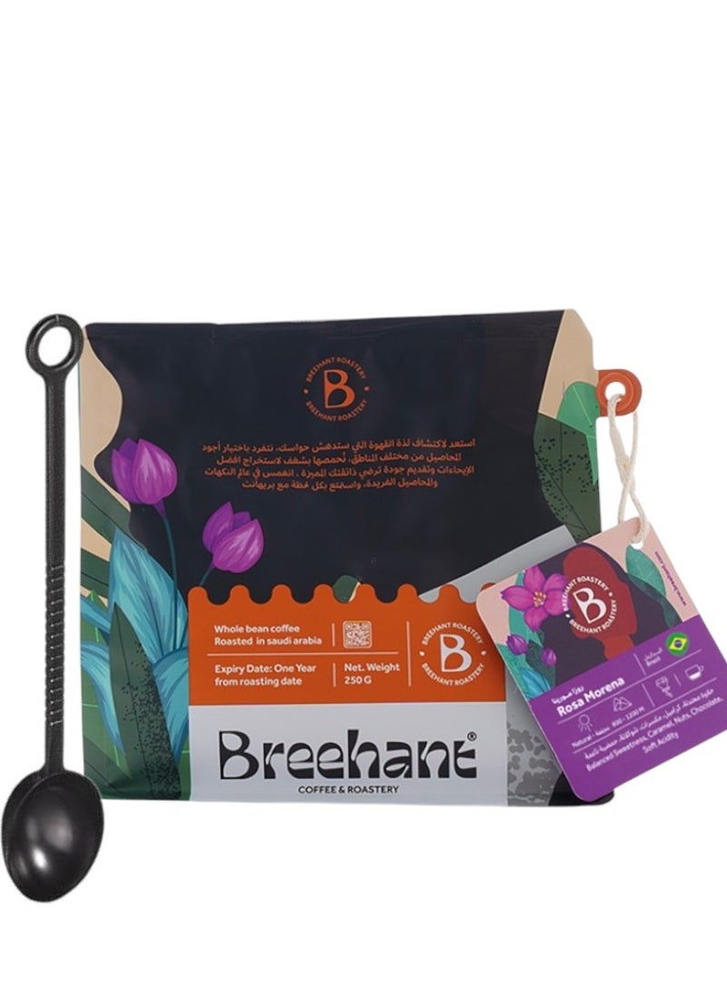 BREEHANT Coffee bean BRAZIL Rosa Morena 250 g Two-Coffee Coffee Bean Set with Non-Ground Roaster Fits Espresso, Dairy and Drip Coffee natural for Espresso And Filter 250G Unground roasted coffee beans for specialty coffee With a coffee scale spoon natural for Espresso And Filter 250G Unground roasted coffee beans for specialty coffee With a coffee scale spoon - Image 2