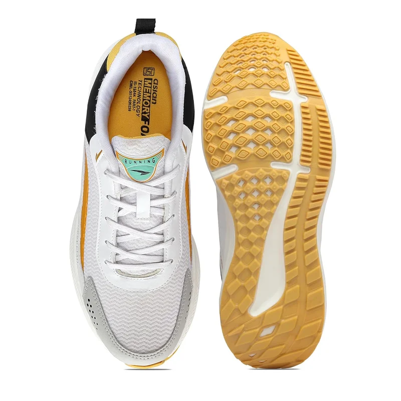 أسيان Lightweight White Mustard Running Shoes for Men and Boys
