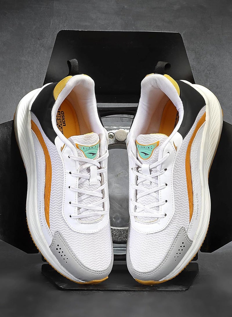 Asian Lightweight White Mustard Running Shoes for Men and Boys - Image 5
