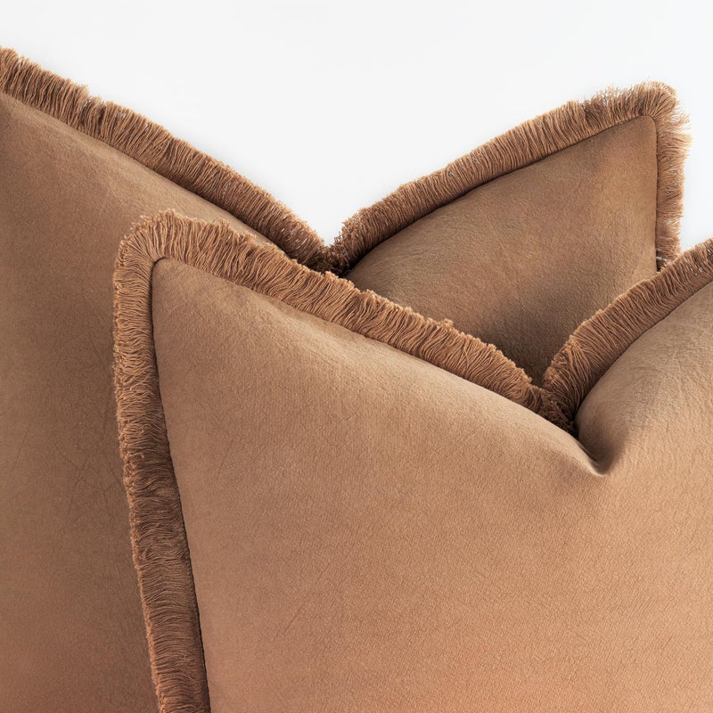ZWJD أغطية وسادة ZWJD على مدار 24 × 24 مجموعة من 2 أغطية وسادة رمي الجمل مع وسادة زخرفية قطنية أنيقة - Image 2