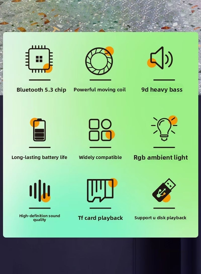 Wireless Bluetooth Speaker,Wireless Speaker,Bluetooth Speaker,RGB Bluetooth Speaker with LED Light, Portable Wireless Speaker with Colorful Light Show, Surround Stereo Sound, Bass Boost, Rechargeable Wireless RGB Speaker for Home, Party, Outdoor, Gaming, Bedroom, PC, TV, Smartphone - Image 4