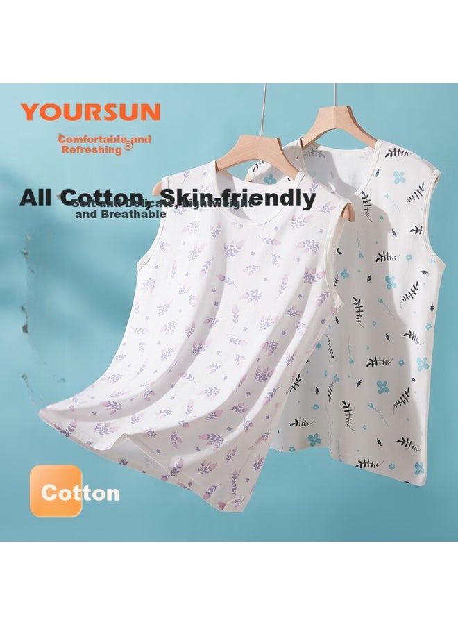 Your Sun Comfortable And Cool 100% Cotton Sleeveless Vest For Middle-aged And Elderly Women, Summer Basic Undershirt, Loose Plus Size Innerwear T-shirt, Perfect Gift For Mom - Image 1