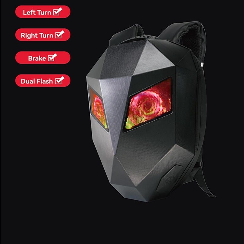 Luocute LED Motorcycle Backpack, 3D Hard with 48x48 Full Color Dot Array Screen Programmable via APP, Water Proof with Speakers and Adjustable Straps, for Riding Cycling and - Image 2
