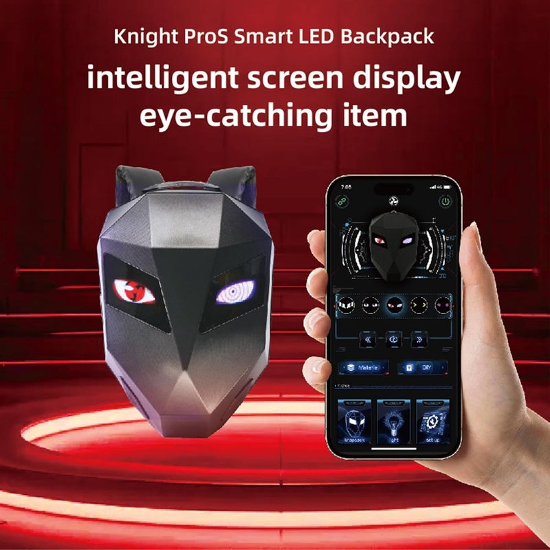 Luocute LED Motorcycle Backpack, 3D Hard with 48x48 Full Color Dot Array Screen Programmable via APP, Water Proof with Speakers and Adjustable Straps, for Riding Cycling and - Image 5