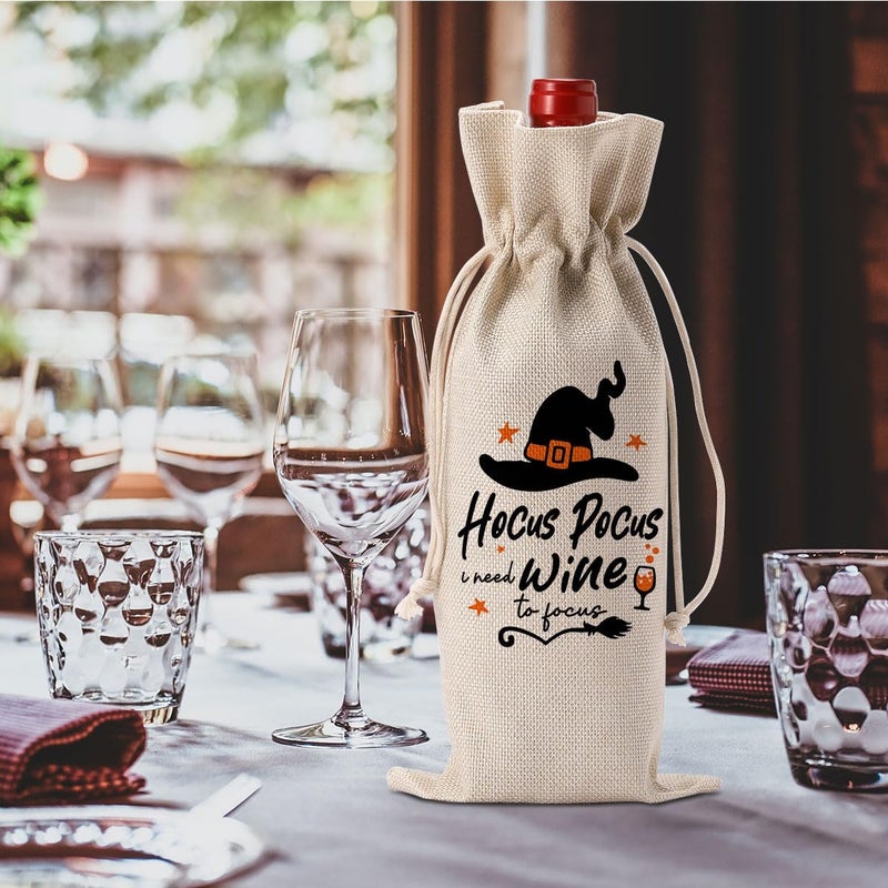 FBCCZEY Funny Hocus Pocus Witch Decor Halloween Witchy Decor Witch Wine Bag Gifts Halloween Party Supplies Home Decorations Wine Accessories for Wine Lovers Women Men Friend - Image 3