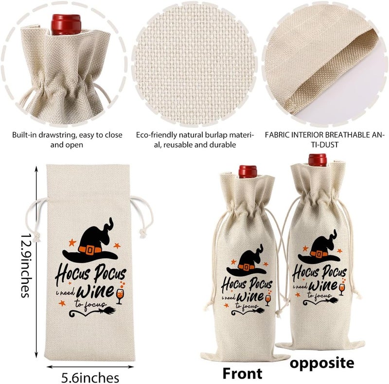 FBCCZEY Funny Hocus Pocus Witch Decor Halloween Witchy Decor Witch Wine Bag Gifts Halloween Party Supplies Home Decorations Wine Accessories for Wine Lovers Women Men Friend - Image 1