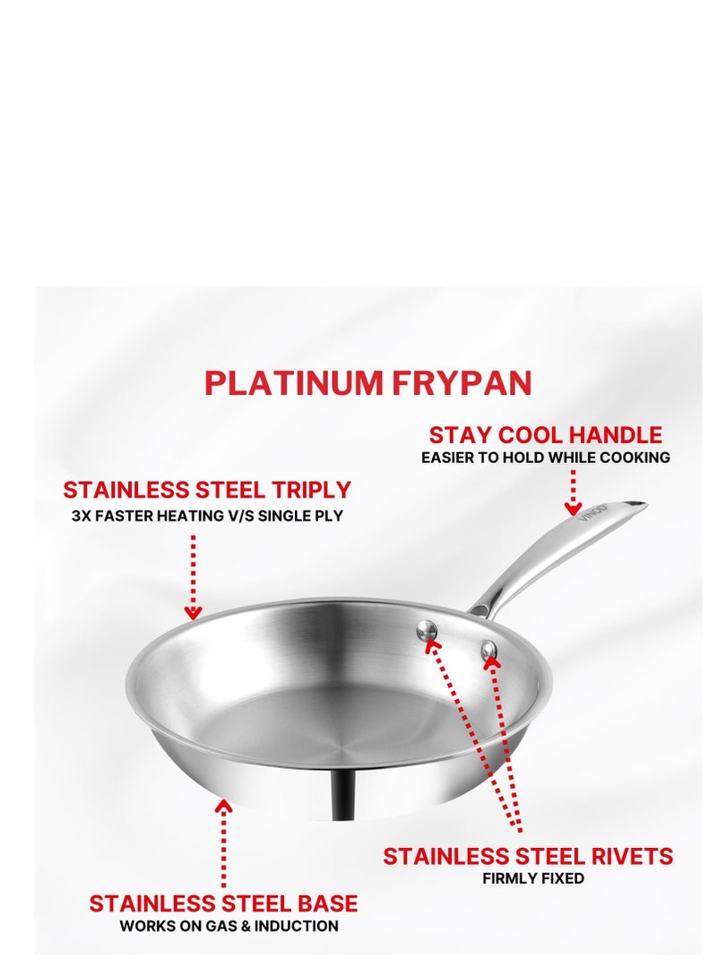 Vinod Platinum Triply Stainless Steel Fry Pan - 24 cm, 2.5mm Thickness, Silver (Induction Friendly) - Image 5