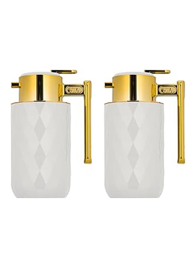 Alsaif Alsaif Yaqut  2- Pieces Coffee And Tea Vacuum Flask , Leak-Proof And Keeps Drinks Hot, 1L/1L ,Ivory/Gold  - Image 1