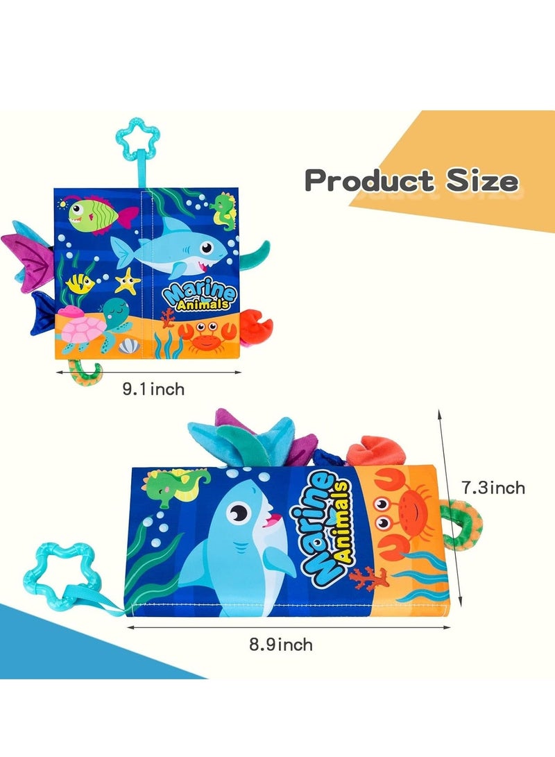 Y&D Baby Books Toys, Touch and Feel Crinkle Cloth for Babies, Infants & Toddler, Early Development Interactive Car Stroller Soft Toys Gifts Boys Girls (Ocean Theme-1 Book)  - Image 2