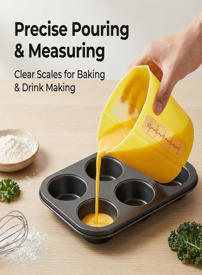 KRGMNHR Silicone Measuring Cups Set, 3 Piece Squeeze & Pour Liquid Measuring Cup, Flexible Microwave Safe for Melting Butter & Chocolate, Easy-Read Markings, Nesting Baking Cups - Image 4