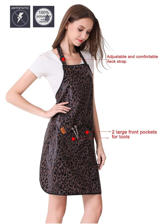 Perfehair PERFEHAIR Hair Stylist Apron for Salon Hairdresser, Barber Haircut Styling Apron With Pockets-Leopard Print  - Image 3