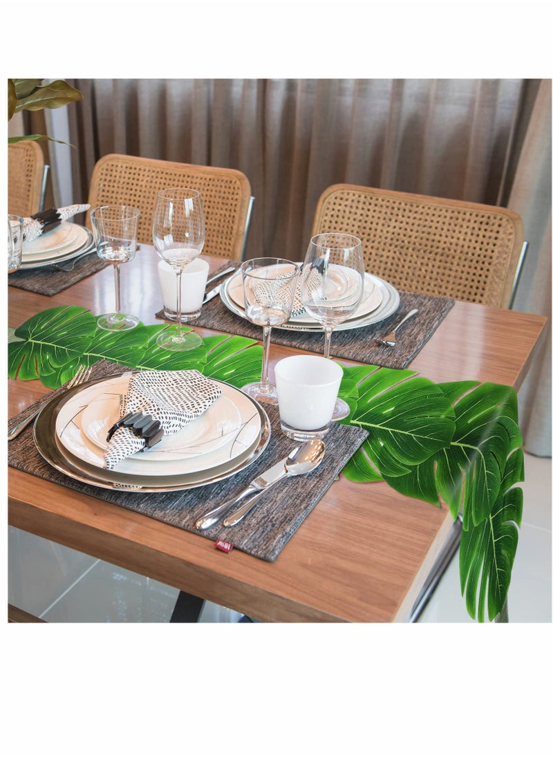 KASTWAVE - Artificial Palm Leaves Table Runners, KASTWAVE 72 Inch Long Tropical Palm Leaves Table Runner Faux Leaf Table Cloth for Wedding Hawaiian Theme Party Supply Table Decoration Summer (2 Pieces) - Image 1