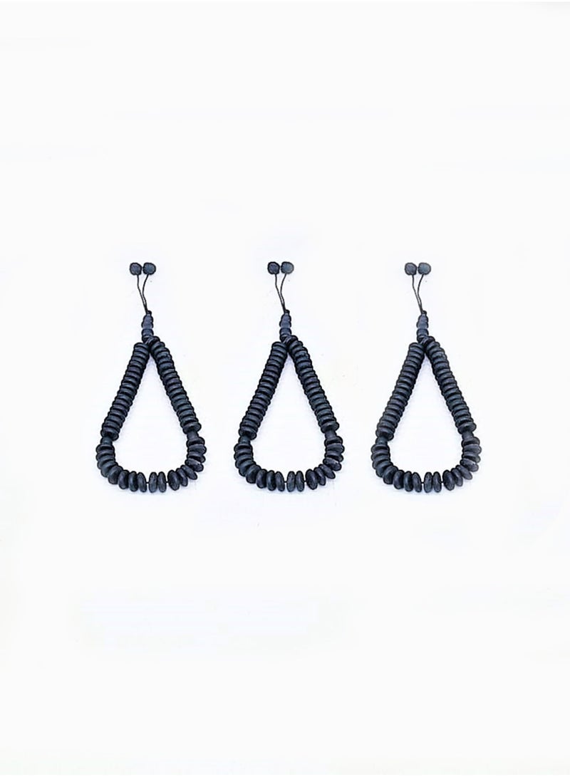 شركة مدثر علي لتجارة الجملة للبضائع ذ.م.م. Black Olive Wood (Zaitoon) Tasbih Set of 3 – Button Shape Beads – 33 Beads Each – Islamic Prayer Beads for Zikr & Dhikr - Image 4