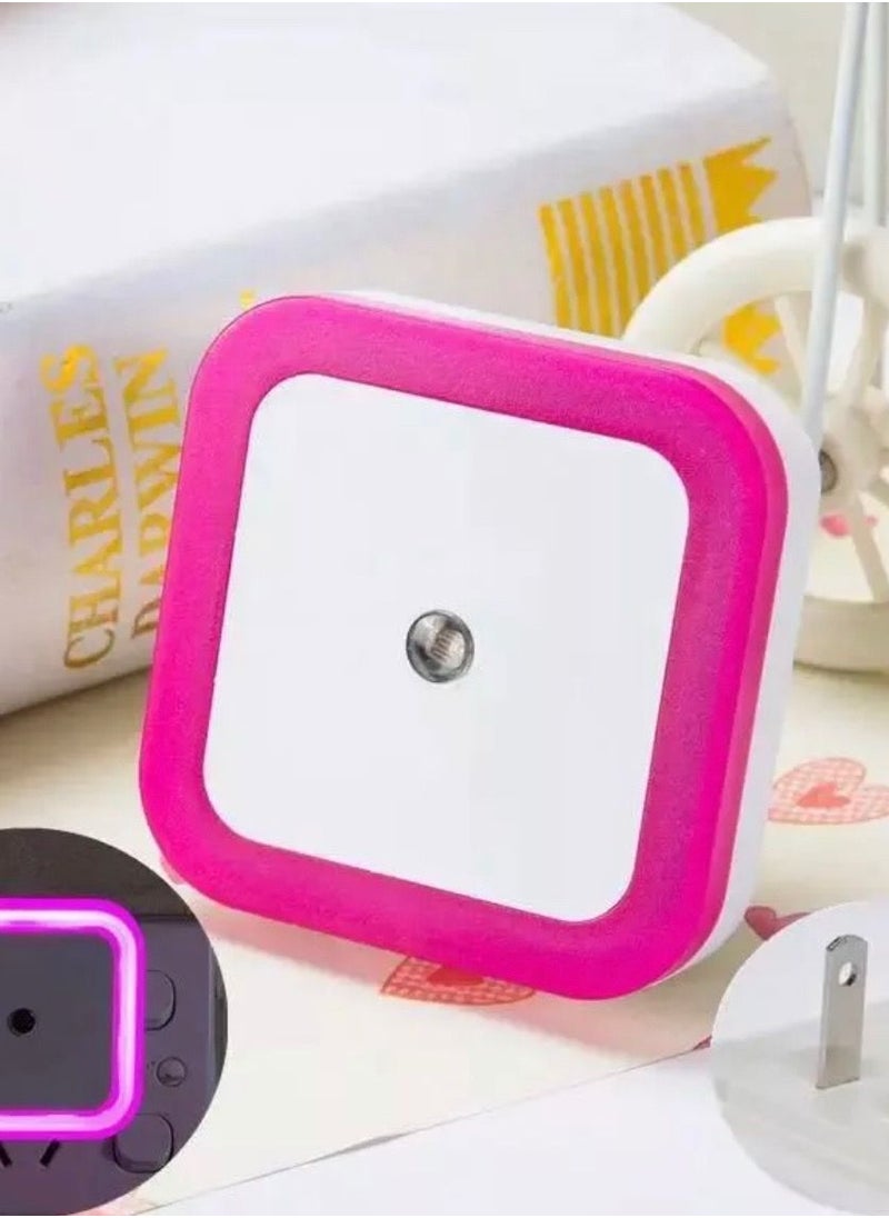 BLUE CORAL Sensor Night Light Plug-In Square Night Lamp Smart Dusk to Dawn Sensor Lamps Nightlight Energy Saving LED Sensor For Bedroom Toilets Stairs Corridors Children Kids Living Room (Pink)  - Image 1