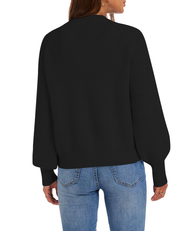 KUOTAI Women's Chunky Knit Open Front Sweaters Long Sleeve Button Loose Short Cardigan Outerwear Coats, Black, Large - Image 4