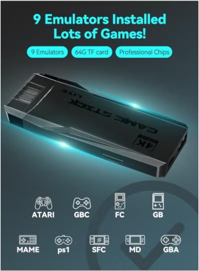 JAJEEK 4K Game Stick Lite with Wireless Controllers & 4K Ultra HD Projector – Plug-and-Play Portable Video Game Console with Built-In Games | Wireless Multiplayer Support | Retro Gaming System with HDMI Output | Perfect for Home & Travel Entertainment - Image 3