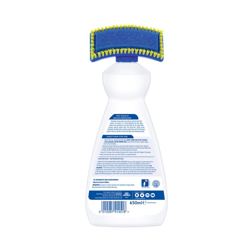 Dr. Beckmann Pet Stain & Odour Remover, Eliminates stains and odours caused by pets, incl. applicator brush, 650 ml - Image 4
