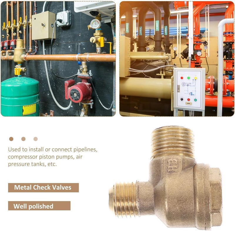 Garneck Copper Threaded Air Compressor Check Valve 2-port Non-return Pneumatic Accessory for Small Oil-free Piston Compressors 16x14mm - Image 4