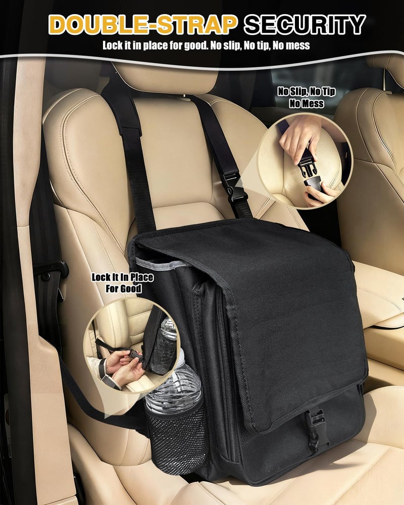 Drsvabze Car Front Seat Organizer with Accordion File Pocket | Laptop Sleeve (Up to 15.6 In) | Privacy Flap | Cup Holders | Adjustable Straps | Holds Tablets, Files, Supplies | for Work on the GO - Image 5