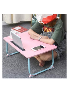 Meetion Folding Computer Desk, Portable Table Portable Bed Student Lazy Computer Desk (Pink)  - Image 2
