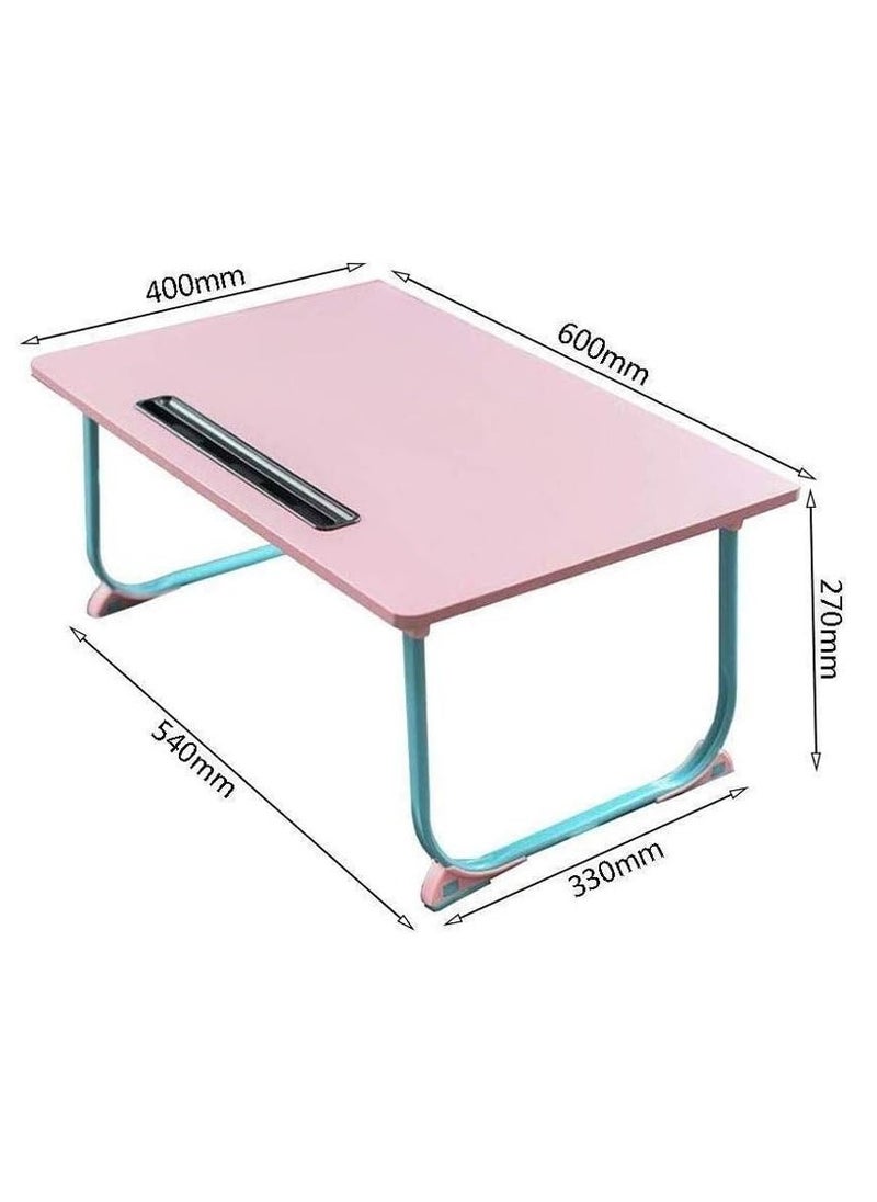 Meetion - Folding Computer Desk, Portable Table Portable Bed Student Lazy Computer Desk (Pink) - Image 1