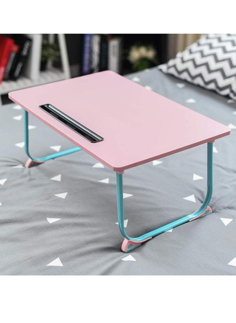 Meetion - Folding Computer Desk, Portable Table Portable Bed Student Lazy Computer Desk (Pink) - Image 1